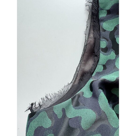 PINK TARTAN Alvina Green Black Camo Jacquard Silk Trim Fit & Flare Dress, Size 8 - Picture 6 of 13